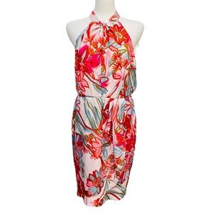 NEW julia jordan Multicolor Floral Twisted Halter Keyhole Front Dress Women's 14